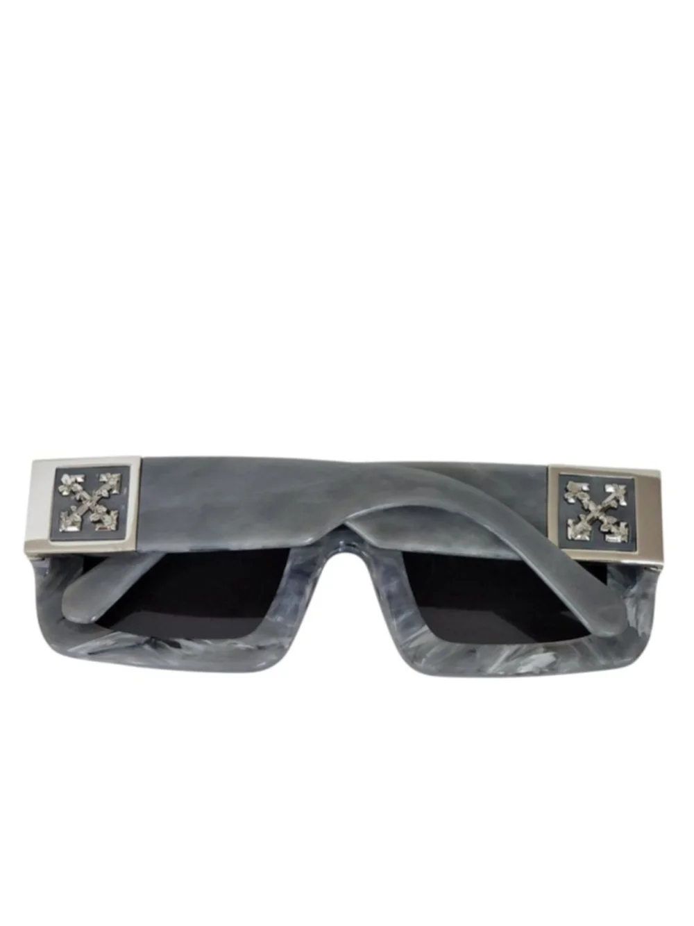 OFF-WHITE Leonardo OER1049 Gray Marble Square Sunglasses Unisex